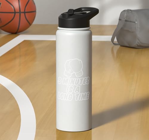 3 Minutes Is A Long Time Boxing Round Timer Training - Stainless Steel Insulated Water Bottle - color: White