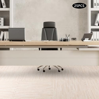 25 Pcs Wood Grain Floor,Thick Printed Foam Tiles, Patchwork Foam Mat, Foam Interlocking Tiles Mat, Exercise Puzzle Floor Mat Interlocking Tiles EVA &PE Foam 24''L x24''W (White, 24'' x24'') - color: White