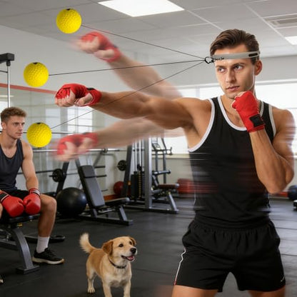 Boxing Reflex Ball, Boxing Ball Headband, Wearable Silicone Headband Strength Training Boxing Balls Set, Reaction Ball for Adults Kids Courtyard Gym Home - color: B