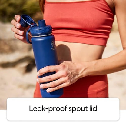 Takeya Actives Stainless Steel Water Bottle, Insulated Spout Lid, Keeps Drinks Cold 24 Hrs, Leakproof, Durable, Dishwasher Safe, Ideal for Gym, Travel, Fits Most Cup Holders, 22 oz/Midnight Blue - color: Midnight Blue, size: 22 Ounces