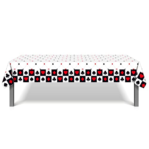 1Pc Casino Poker Card Party Plastic Tablecloth 54 x 87 Inch Long Table Cover, Las Vegas Club Bar Game Cards Wedding Baby Shower Party Holiday Dinner Picnic or Tablecloth for Kitchen Event Use - color: Casino Poker Card