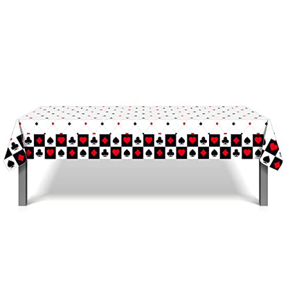 1Pc Casino Poker Card Party Plastic Tablecloth 54 x 87 Inch Long Table Cover, Las Vegas Club Bar Game Cards Wedding Baby Shower Party Holiday Dinner Picnic or Tablecloth for Kitchen Event Use - color: Casino Poker Card