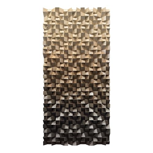 BrightA Large Abstract Wood Art, Handcrafted Triangular Blocks in Warm Brown Tones, Statement Piece for Spacious Wall 31.5"x63" - color: Dark brown + Grayish brown + Black, size: 31.5"x63"