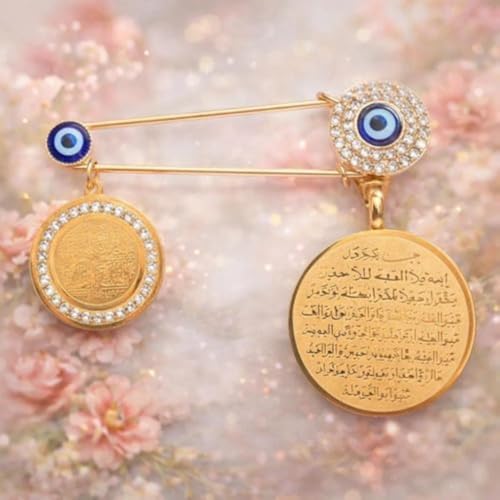 Fashionable Arabian Lucky Eye Blue Turkish Evil Eye Brooch with Fatima Hands Muslim Gift Islamic Jewelry Amulet