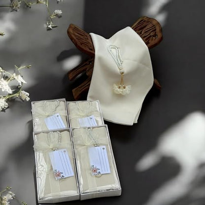 SAIKA 4 PCS Muslim Women Soft Premium Hijab, Scarves Shawl, Long Scarf Wrap, Scarves with Gift package, Islamic gift for her - color: Cream
