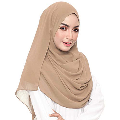 LMVERNA Solid Color Bubble Chiffon Scarf for Women Fashion Soft Hijab Long Scarfs Wrap Scarves - color: Nude