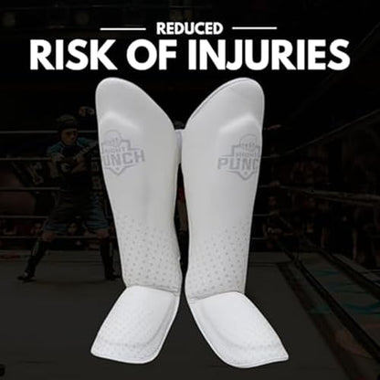 PU Leather Shin Guards for Kickboxing, MMA, Muay Thai Training, Protective Shin Pads - color: White, size: X-Small