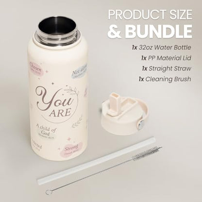 Christian Water Bottle 32oz Stainless Steel Insulated with Lid, Inspiration Gifts for Women, Religious Gifts for Mom Friends Ladies Sisters on Birthday Mother's Day Christmas - color: Christian 1