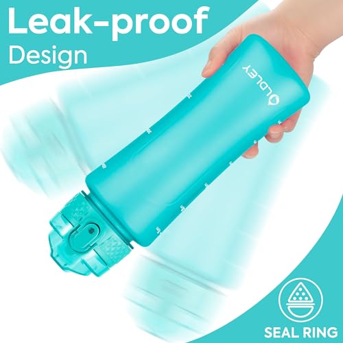 OLDLEY Kids Water Bottle with Straw for School Girls Boys, 15 oz Unbreakable Leak-Proof BPA-Free Motivational Water Bottles with Times to Drink for Travel Sports Gym, 1 Straw Lid, Mint - color: A-Mint, style: Straw Lid