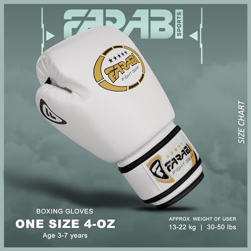 Kids Boxing Gloves for 3-10 Years 4 oz Youth Boxing Gloves Junior Punching Gloves MMA Muay Thai Boys and Girls Training Gloves - color: White/Black