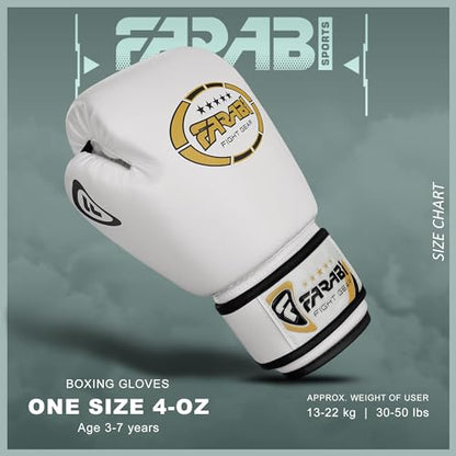 Kids Boxing Gloves for 3-10 Years 4 oz Youth Boxing Gloves Junior Punching Gloves MMA Muay Thai Boys and Girls Training Gloves - color: White/Black