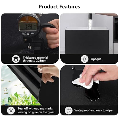 Aquarium Background Paper Decor Fish Tank Backdrop Wallpaper Electrostatic Adhesive, No Glue, Easy to Install, Reusable (23.6“H×78.7”L, Black) - size: 23.6“H×78.7”L