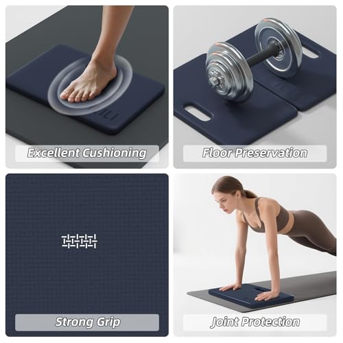 ILILI Yoga Knee Pad Foldable, TPE Soft Pad 24*17*0.5inch (Folding Size 17*12*1inch) for Knee Push-ups, Plank Support＆Elbow/Knee Support, Portable and Lightweight for Yoga Pilates, Fitness Exercise, Outdoor