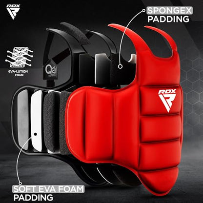 RDX Boxing Body Protector Reversible, Kickboxing MMA Muay Thai Chest Guard, Sparring Training Heavy Punching, Adjustable Shield, Martial Arts Upper Belly Protection Pad, Taekwondo TKD Vest - color: RED, size: XX-Large
