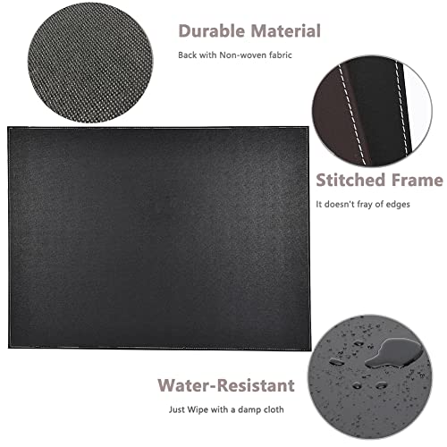 Desk Pad & Mat 24" x 18" Protector Large Mouse Pad PU Leather for Desktops and Laptops (Black) - color: Black-a110