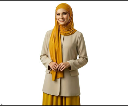 Cotton Modal Jersey Hijab with Matching Undercap, Women's Casual Style, 180cm × 70cm - color: Gold