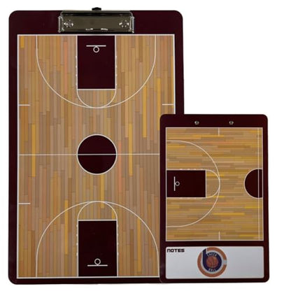 Basketball Coaching Board | Double-Sided Premium Dry Erase Clipboard with Full & Half Court (Maroon/ Burgundy) - color: Maroon/ Burgundy