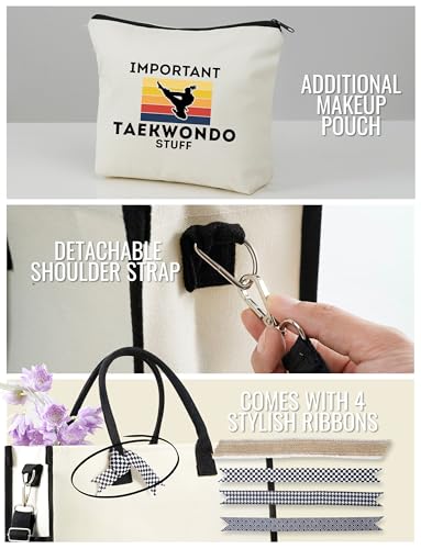 InnoBeta Taekwondo Gifts for Women, Taekwondo Tote Bag with Top Zipper Closure and Shoulder Strap