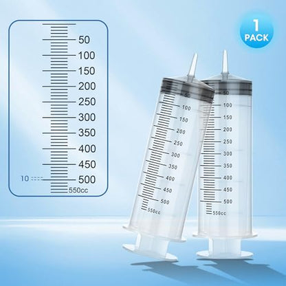 500ml Large Syringe for Thick Liquids, Individually Wrapped | Plastic Syringe Without Needle for Scientific Labs, Industrial Fluid Transfer & Lubricant Dispensing - style: 500cc