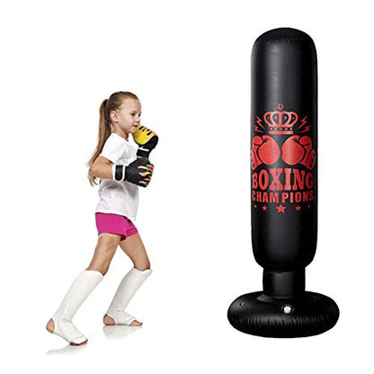 PVC Heavy Training Boxing Bag with Tumbler Design, 63 Inch Tall Inflatable Punching Bag for Adults and Kids for Home Gym Outdoor Exercise