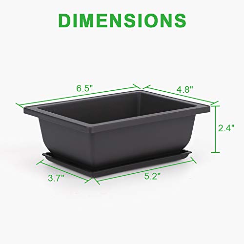 GROWNEER 6 Packs 6.5 Inch Bonsai Training Pots with Drainage Humidity Trays, Bonsai Tree Kits with 1 Repotting Mat, Growing Planter for Garden, Yard, Balcony, Office, Indoor, Outdoor - size: 6pcs/6.5x4.8in