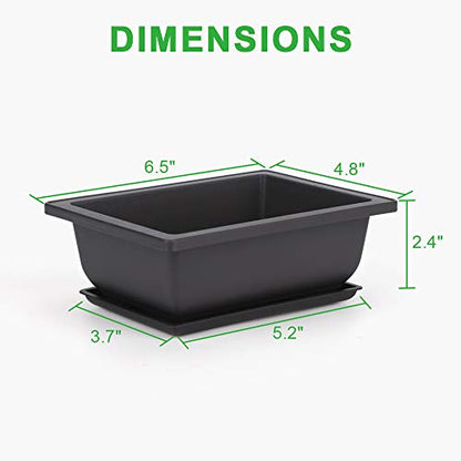 GROWNEER 6 Packs 6.5 Inch Bonsai Training Pots with Drainage Humidity Trays, Bonsai Tree Kits with 1 Repotting Mat, Growing Planter for Garden, Yard, Balcony, Office, Indoor, Outdoor - size: 6pcs/6.5x4.8in