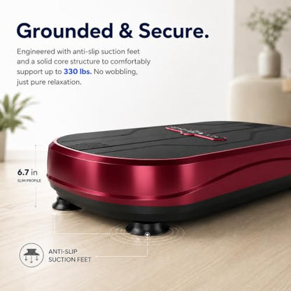 Natini Vibration Plate Exercise Machine - Power Vibrating Plate for Lymphatic Drainage,Whole Body Workout Machine for Women Weight Loss Home Fitness, - style: Flat Red
