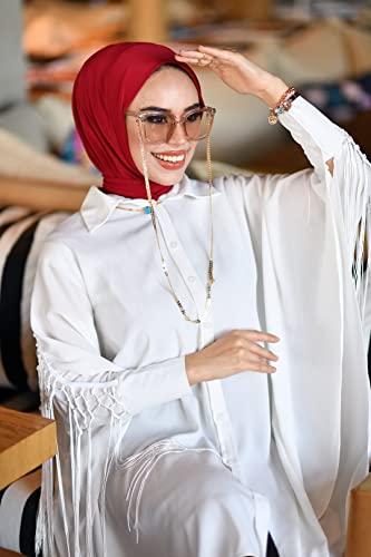 para life Snap Hijab for Women, Breathable Instant Hijabs|Standard Size Stretchable Cotton Sandy|Jersey Undercap - color: Red