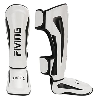 MMA Martial Arts Shin Guards – Padded, Adjustable Muay Thai Leg Guards with Instep Protection for Kickboxing/MMA Training and Sparring – Durable, Professional MMA Equipment - color: White, size: X-Large