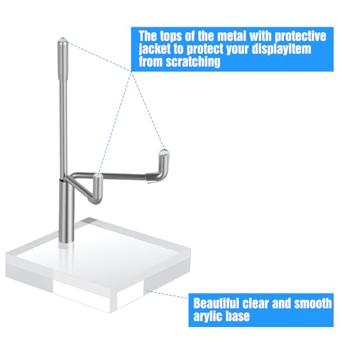 16 PCS Adjustable Metal Arms Display Stand, 2 X 2 X 3.5 Inch Small Rock Display Stand with Acrylic Base Small Displays Easel Holder Crystal Displays Stands for Picture Coral Geodes Mineral Agate
