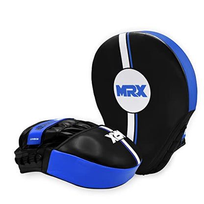 MRX Gel Tech Boxing Hook & Jab Pads MMA Focus Punching Mitts Training Thai Kick Strike Shield Curved Black/White - color: Black/Blue