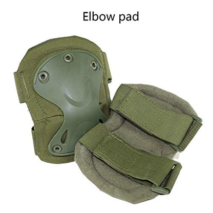 Combat Knee & Elbow Protective Pads Set for Outdoor CS Paintball Game Cycling Safety Skateboarding Gear Skates Knee Protection Guard Pads - color: Green