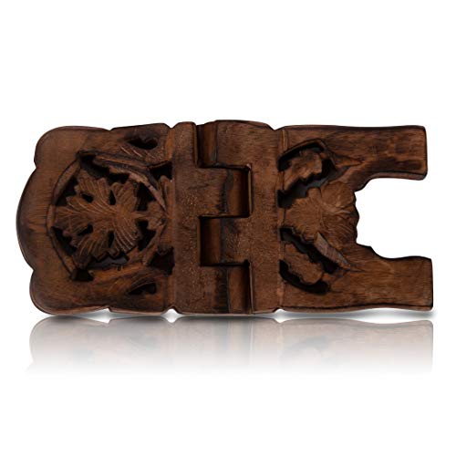 Beautiful Handmade Wooden Prayer Book Display Stand Holder Rehal for Religious Holy Books The Bible Quran Geeta Foldable Book Rest Traditional Living Room Home Decor Accents (10 (L) x 5 (W) Inches)