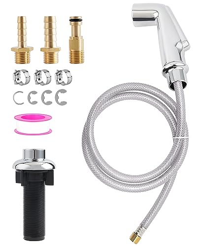 Universal Kitchen Sink Side Sprayer Head/Water Hose/Holder, Silver Chrome | Quick Side Connector Compatible with Moen Faucet Sprayer Replacement, Kitchen Sink Faucet Sprayer Attachment - color: Chrome