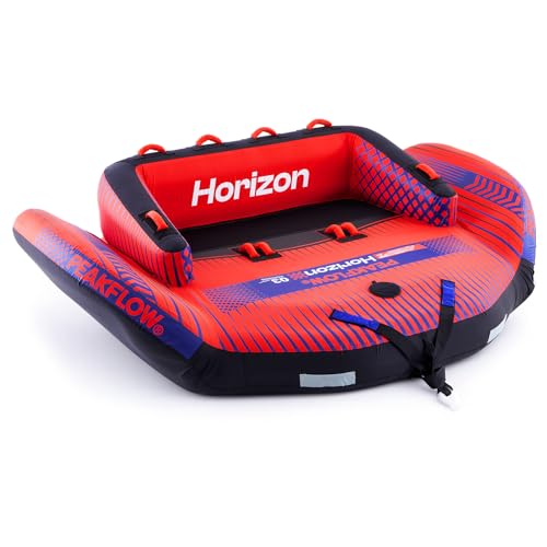 PEAKFLOW Towable Tube,Boat Tube,1-3 Person,Tubes for Boating,PVC Liner and Full Nylon Cover,Lake & Ocean Fun - size: 3 Rider Horizon