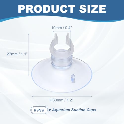 Aquarium Suction Cups, Fish Tank Suction Cups Clips Airline Tube Holders Clamps (Plastic, 8Pcs, Clear) for 0.4" Fish Tank Airline Tubing Binding Moss Shrimp Nest, 10x30MM - color: Clear, size: 10x30MM