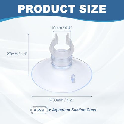 Aquarium Suction Cups, Fish Tank Suction Cups Clips Airline Tube Holders Clamps (Plastic, 8Pcs, Clear) for 0.4" Fish Tank Airline Tubing Binding Moss Shrimp Nest, 10x30MM - color: Clear, size: 10x30MM