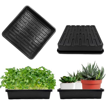 1010 Growing Trays, 5-Pack Heavy Duty Seed Trays 10" x 10" Without Drain Holes for Seedlings, Microgreens, Wheatgrass, Fodder & Hydroponics, Black - size: 5-Pack