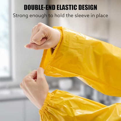 Yzurbu 2 Pairs Arm Sleeves Covers, Soft Waterproof Oil-proof Sleeves Protector for Arm with Elastic on Cuffs - color: Yellow - 2 Pairs
