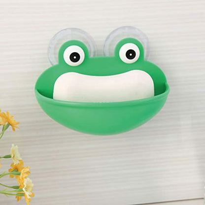 Frogs Shaped Soap Dish Holder with Suction Cups Kitchen Bathroom Soapbox for Case Household Accessory Planter Desktop Decoration