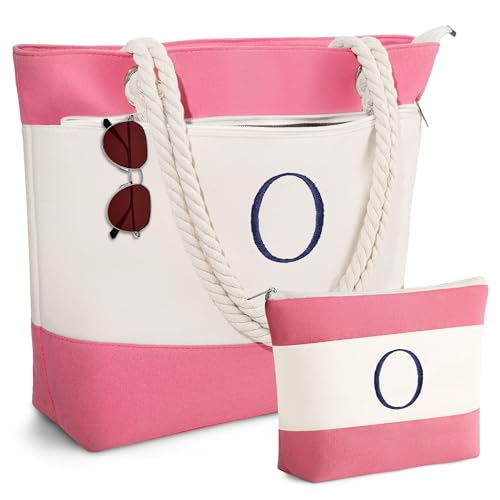 YOOLIFE Beach Bags for Women - Travel Canvas Beach Tote, Pool Waterproof Bag, Travel Essentials, Gifts for Women Birthday - color: Pink, style: O