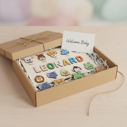 First Birthday Gifts for Girl, Personalized Baby Gifts, Wooden Puzzles for Toddlers 1-3, Animal Toys for Toddlers 1-3, Customized Baby Gift, 1-2 Year Old Toys - Set 3 - style: Animals - 10 Figures
