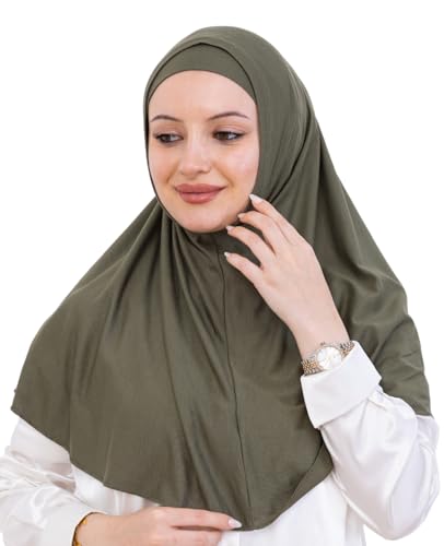 Prien Instant Hijab For Women, Muslim Long Scarf, Undercap Turban Set, Turkish Islamic Clothing, Prayer Clothes For Abaya - color: Khaki