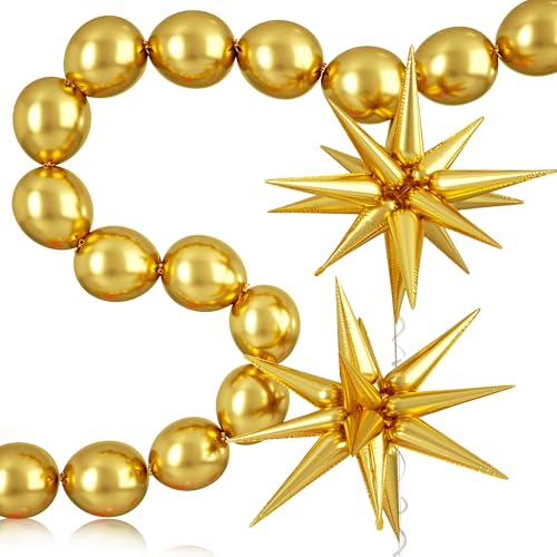 Gold Linking Balloons, 6 Inch Quick Link Balloons, 2pcs Gold Explosion Star Foil Balloons for Making Wall Arches Chains, for Wedding Anniversary Engagement Birthday Graduation Party Decoration - color: Gold