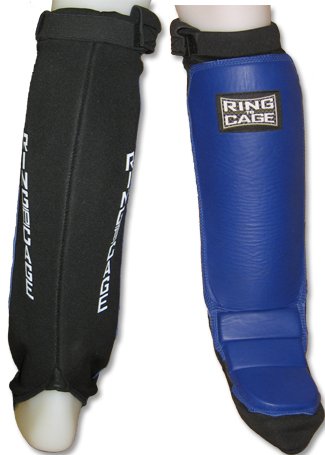 Grappling Shin Instep - Coverd Back for MMA, Muay Thai, Kickboxing - Blue - size: Large
