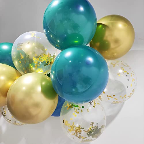 청록색 골드 풍선 청록색 골드 생일 장식 여성용 30피스 브라이덜 샤워 장식/터키석 골드 웨딩/이드 무바라크 장식
