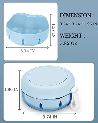 Denture Case, Definitely No-Leak Denture Bath Box for Traveling Perfectly, Denture Cup with Strainer & Magnetic Mirror,Completely Clean Care for Retainer, Mouth Guard, & Denture - color: Blue
