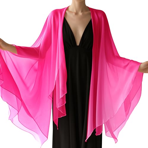 Chiffon Scarf,Soft Breathable Chiffon Shawls and Wraps,Silky Women's Hijab for Evening Dresses Wedding Bridal Scarves - color: Hot Pink, size: 67 x 28 inches