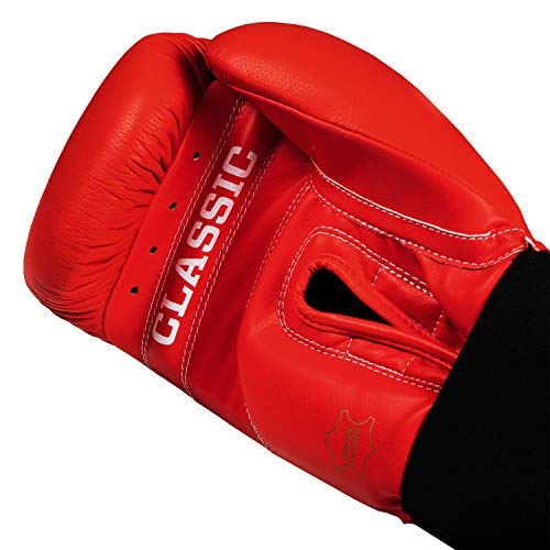 Title Classic Leather Elastic Training Gloves 2.0 - color: Red, size: 16 oz