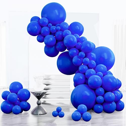 PartyWoo Royal Blue Balloons 152pcs Different Sizes Pack of 18 12 10 5 Inch Dark Blue Balloon Arch Kit for Baby Shower Gender Reveal Graduation Under The Sea Birthday Party Decorations Blue-Y59 - color: Blue-y59